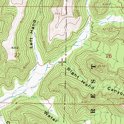 Topographic Map of Right Hand Canyon, UT