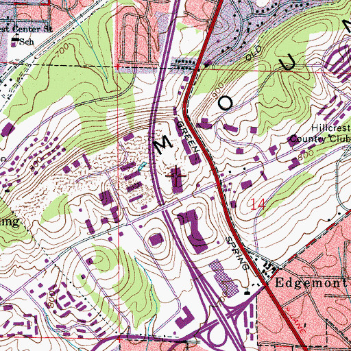 Topographic Map of Red Mountain Plaza Shopping Center, AL