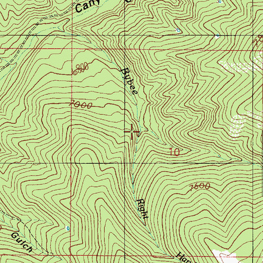 Topographic Map of Right Hand Fork Bybee Creek, UT