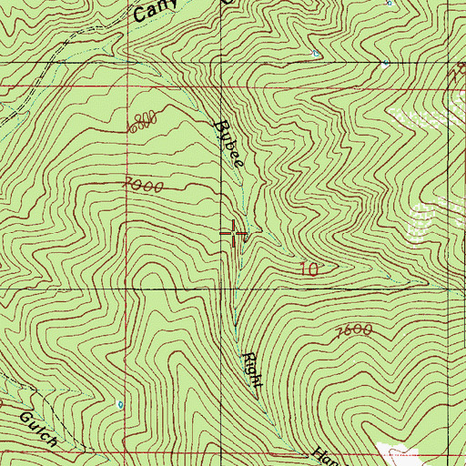 Topographic Map of Right Hand Fork Bybee Creek, UT