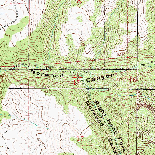 Topographic Map of Right Hand Fork Norwood Canyon, UT