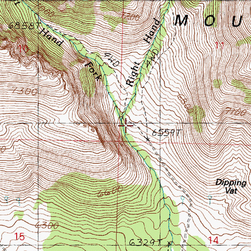 Topographic Map of Right Hand Fork Pine Creek, UT