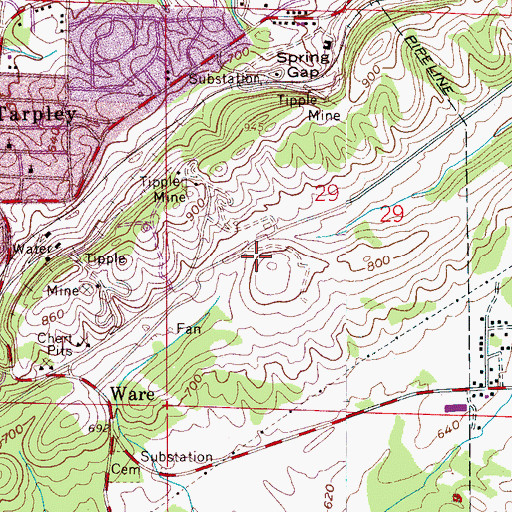 Topographic Map of Redding (historical), AL