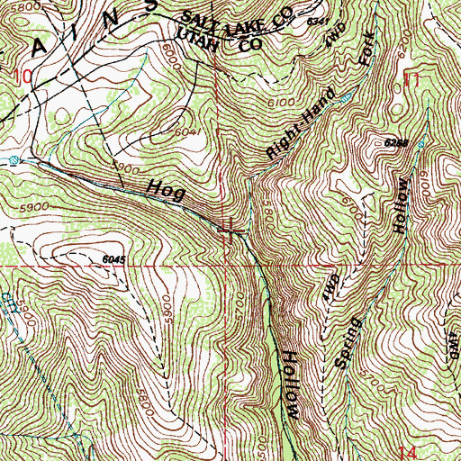 Topographic Map of Right-Hand Fork Hog Hollow, UT