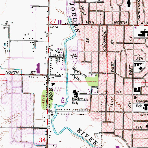 Topographic Map of Riverside Park, UT