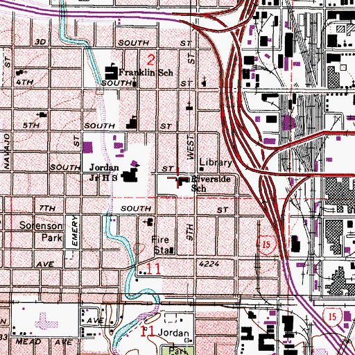 Topographic Map of Riverside School, UT