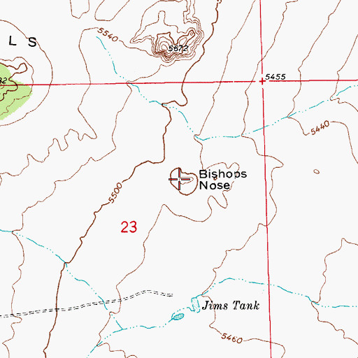 Topographic Map of Bishops Nose, AZ