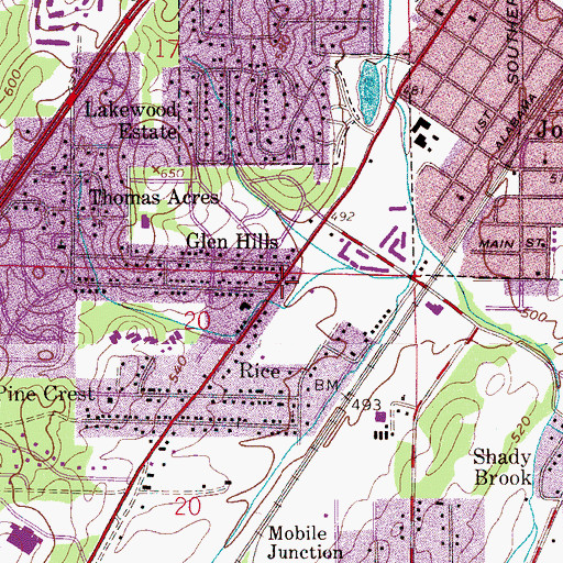 Topographic Map of Rice (historical), AL