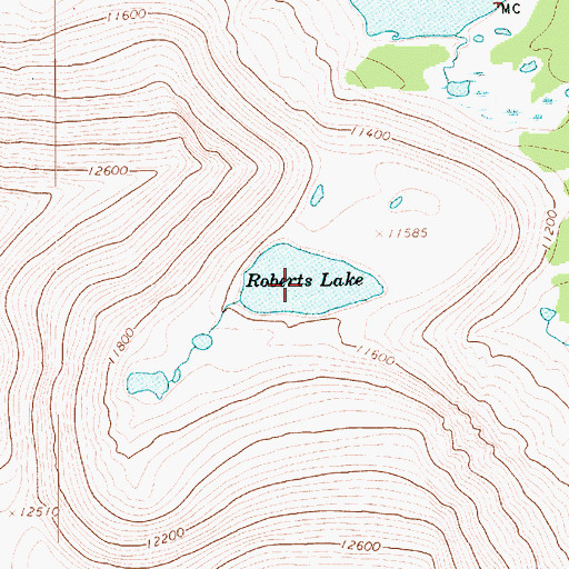 Topographic Map of Roberts Lake, UT