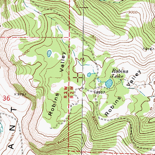 Topographic Map of Robins Valley, UT