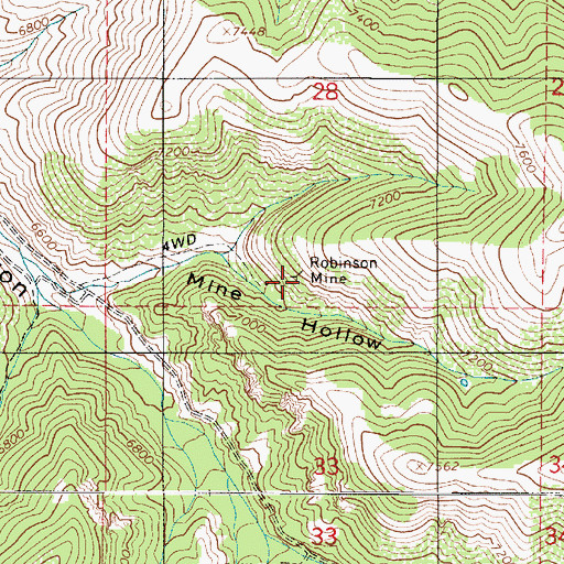 Topographic Map of Robinson Mine, UT