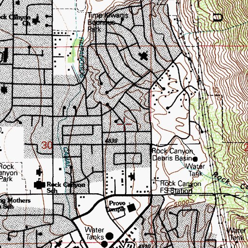Topographic Map of Rock Canyon, UT