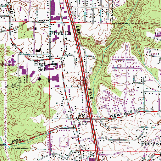 Topographic Map of Rogers Area Vocational School, AL
