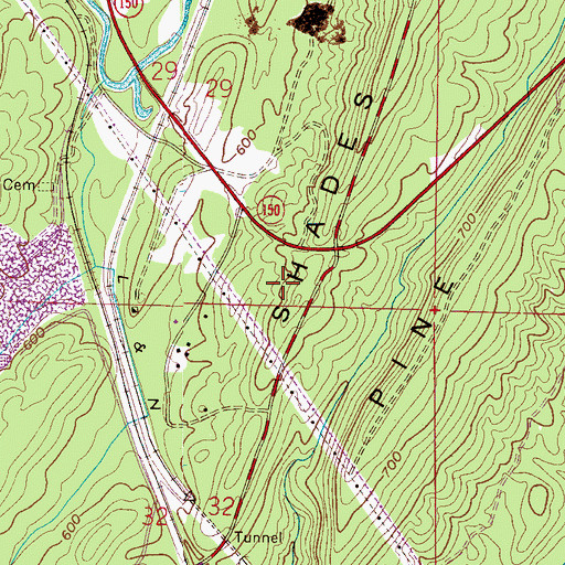 Topographic Map of Rolling Ridge, AL