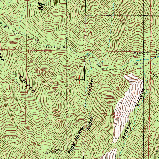 Topographic Map of Roger Hollow, UT