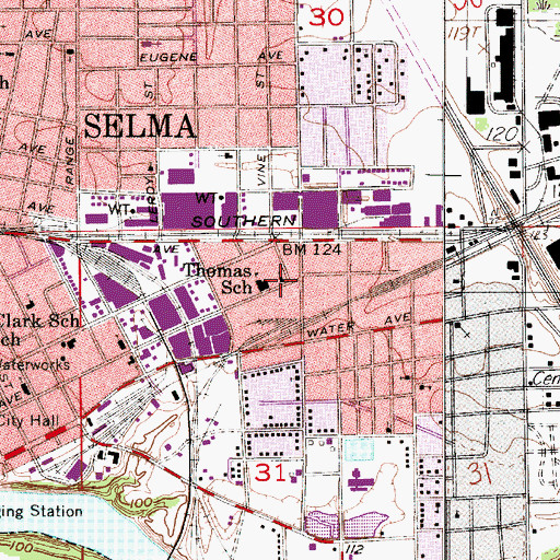 Topographic Map of Alabama Avenue Methodist Church, AL