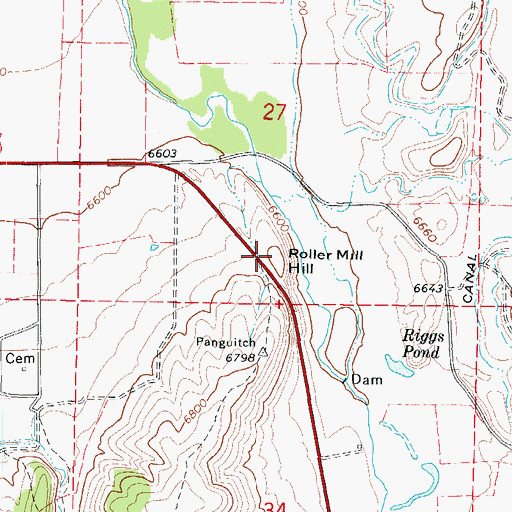 Topographic Map of Roller Mill Hill, UT