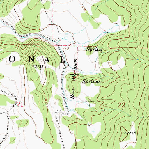 Topographic Map of Rose Meadows, UT