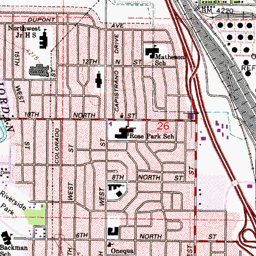 Topographic Map of Rose Park Elementary School, UT