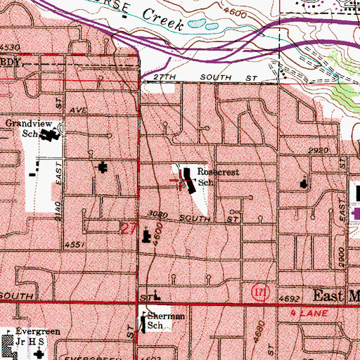 Topographic Map of Rosecrest Elementary School, UT