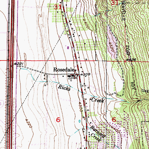 Topographic Map of Rosedale, UT