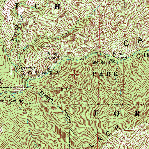 Topographic Map of Rotary Park, UT
