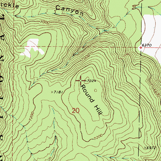 Topographic Map of Round Hill, UT