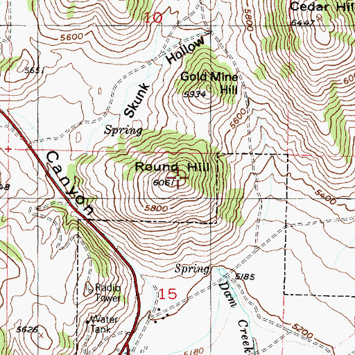 Topographic Map of Round Hill, UT