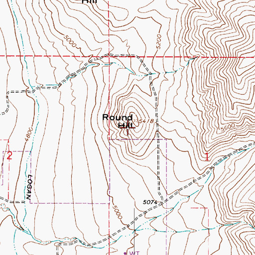 Topographic Map of Round Hill, UT