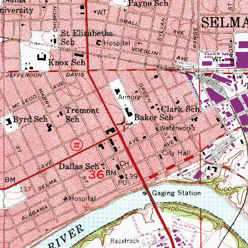 Topographic Map of Assumption Roman Catholic Church, AL
