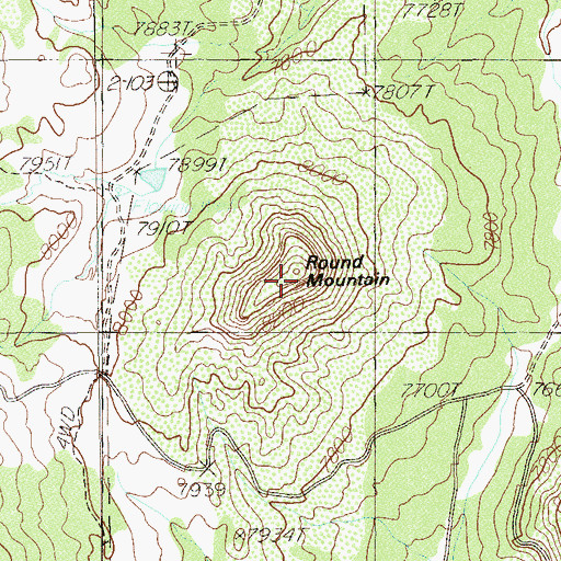 Topographic Map of Round Mountain, UT
