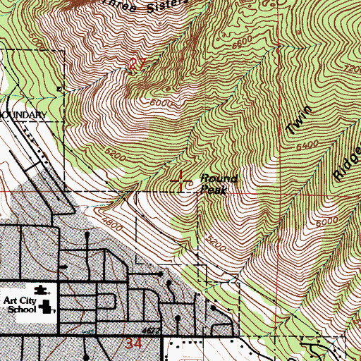 Topographic Map of Round Peak, UT