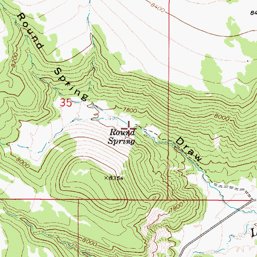 Topographic Map of Round Spring, UT