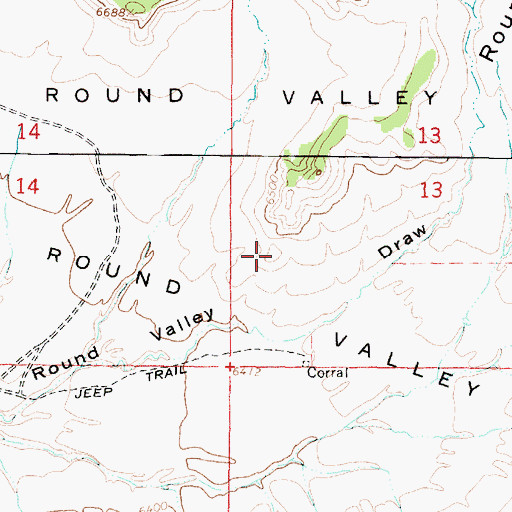 Topographic Map of Round Valley, UT