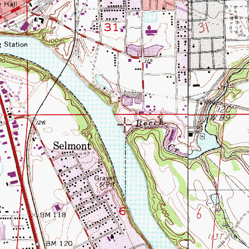 Topographic Map of Beech Creek Marina, AL