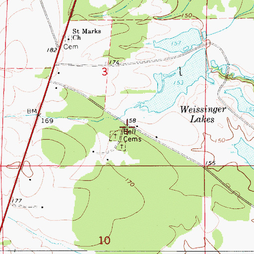 Topographic Map of Bells Church, AL