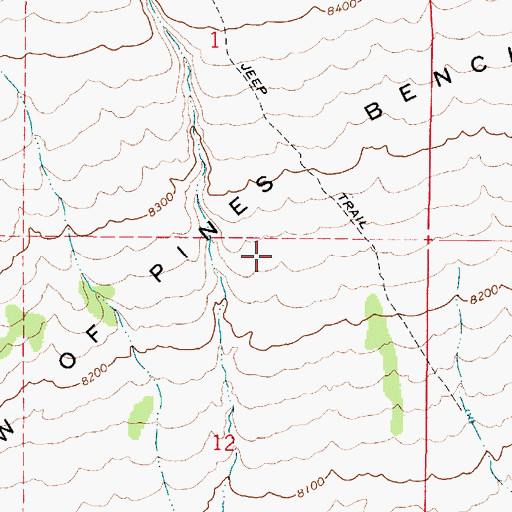 Topographic Map of Row of Pines Bench, UT