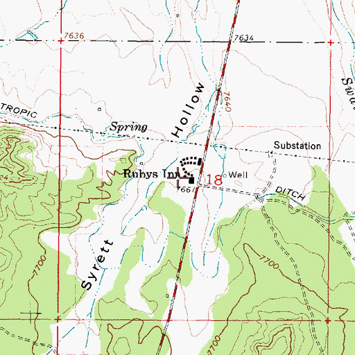 Topographic Map of Rubys Inn, UT