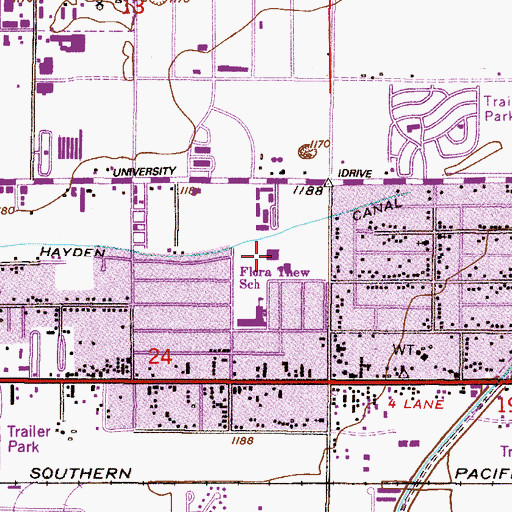 Topographic Map of Escalante Park, AZ