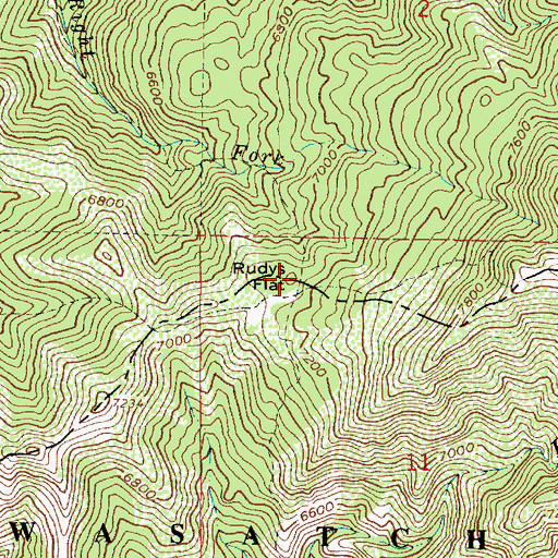 Topographic Map of Rudys Flat, UT