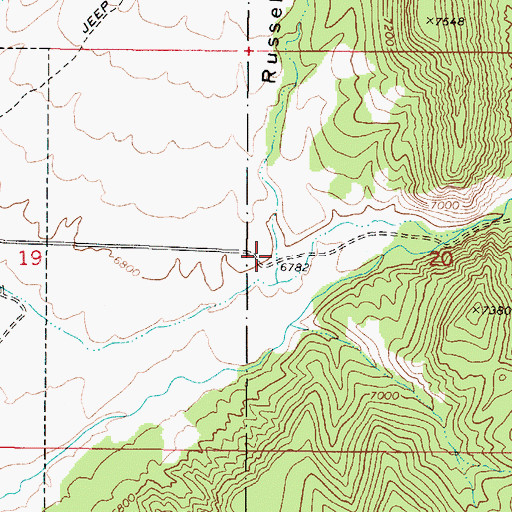 Topographic Map of Russell Hollow, UT