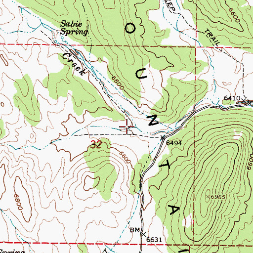 Topographic Map of Sabie Creek, UT