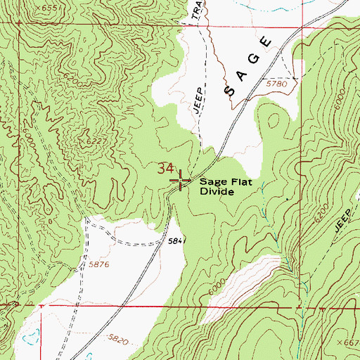 Topographic Map of Sage Flat Divide, UT
