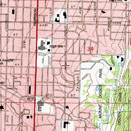 Topographic Map of Saint Benedict Hospital, UT