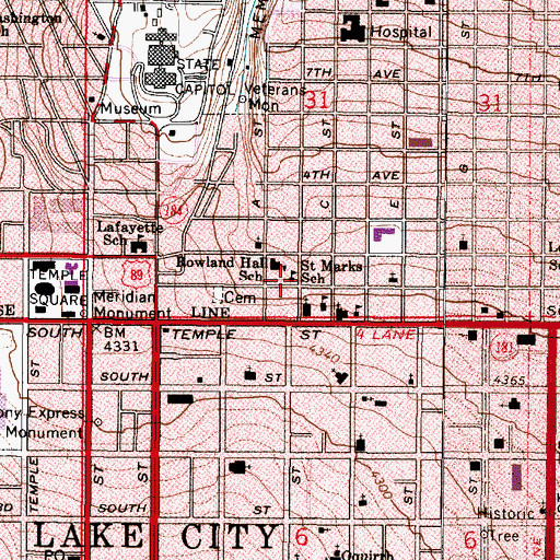 Topographic Map of Saint Marks School, UT