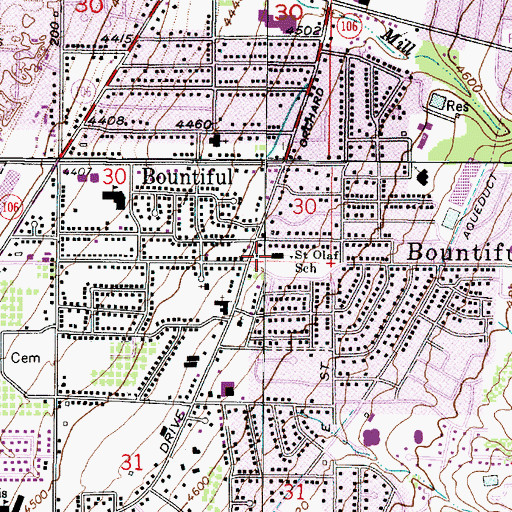 Topographic Map of Saint Olaf Catholic School, UT