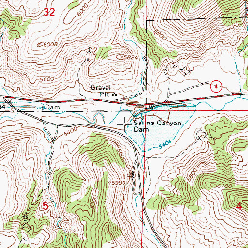 Topographic Map of Salina Canyon Dam, UT