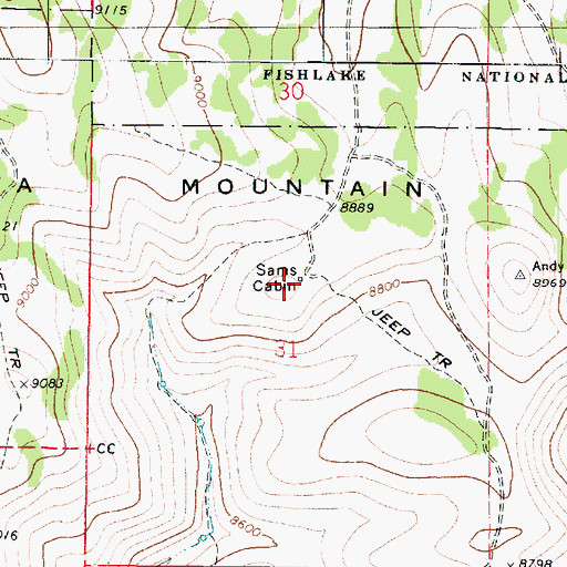 Topographic Map of Sams Cabin, UT