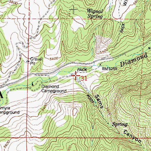 Topographic Map of Sams Canyon, UT