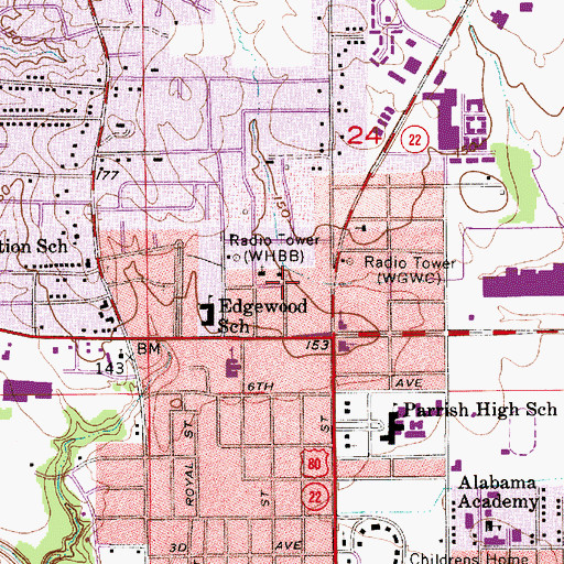 Topographic Map of Calvary Assembly of God Church, AL